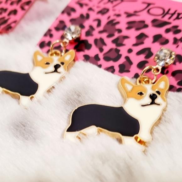 New gold plated crystal corgi earrings - Picture 9 of 9